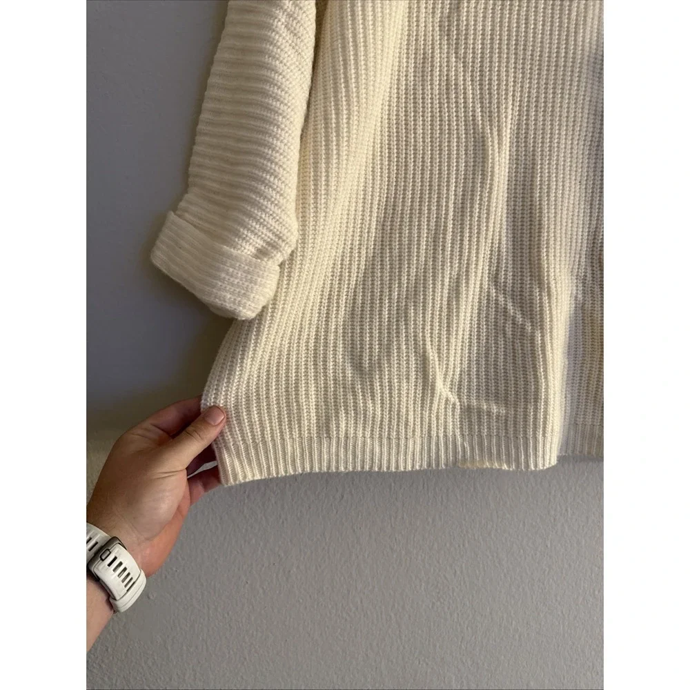 J. CREW Womens Round Neck Jumper Sweater Size 14 Medium Beige Wool ‎ 3/4 Sleeve